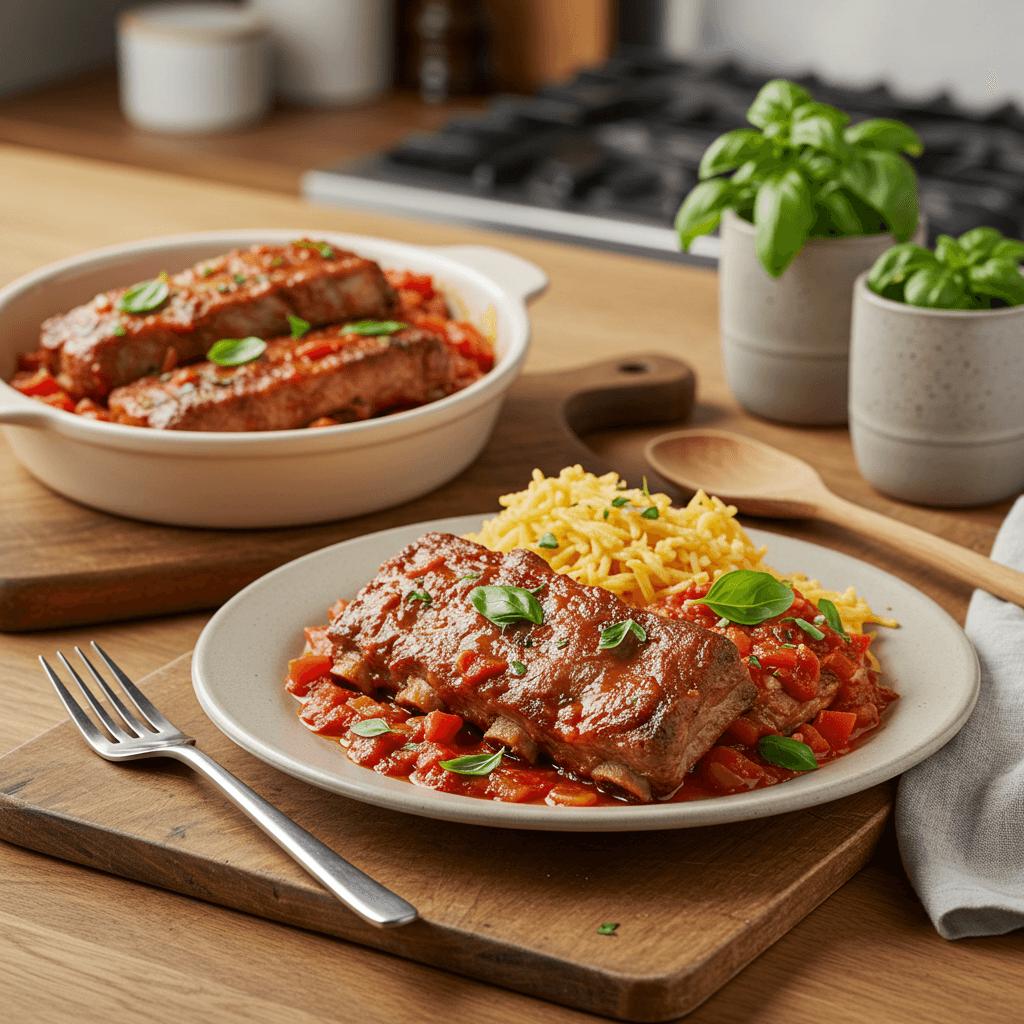 Succulent Crock Pot Country-Style Pork Ribs with Marinara and Basil