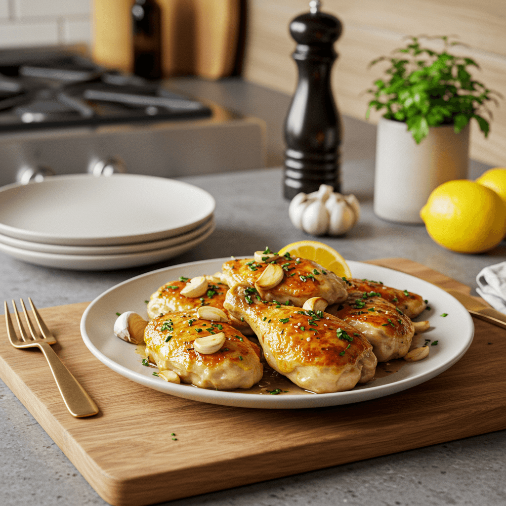 Zesty Lemon Garlic Pan-Fried Chicken