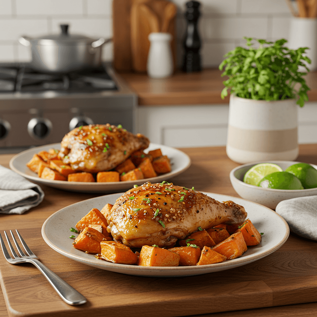 Zesty Lime and Maple-Glazed Chicken with Roasted Sweet Potatoes