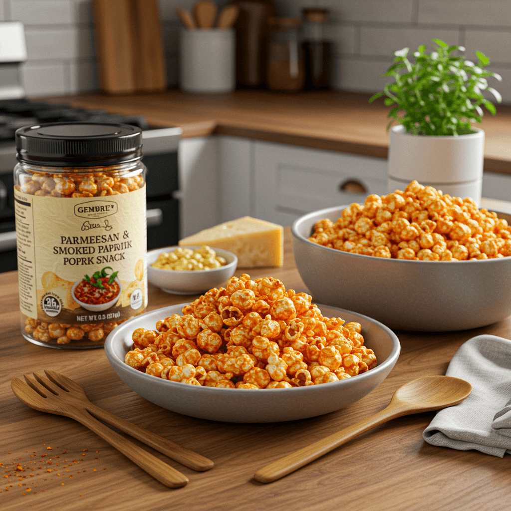 Zesty Parmesan and Smoked Paprika Popcorn Snack