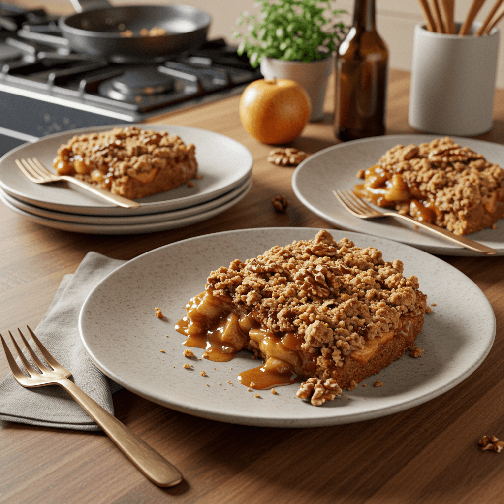 Apple-Cinnamon Walnut Crumble with Caramel-Infused Graham Cookie Crust