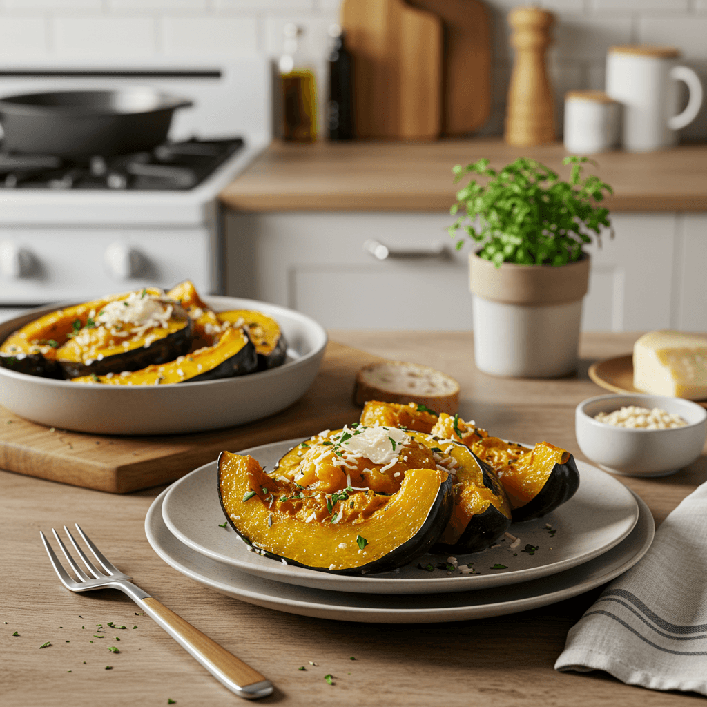 Baked Acorn Squash with Parmesan and Herbs