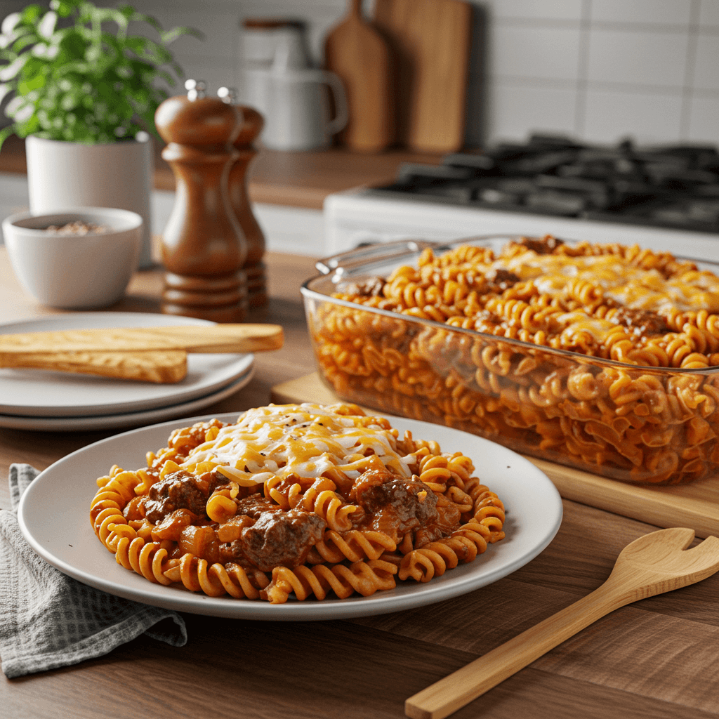 Baked Rotini Beef Casserole