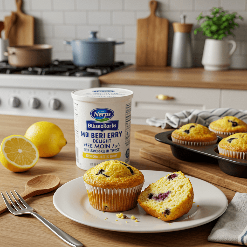 Blueberry Corn Muffin Delight with Lemon-Kefir Twist