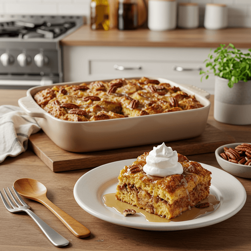 Bourbon-Infused Coconut Pecan Bread Pudding