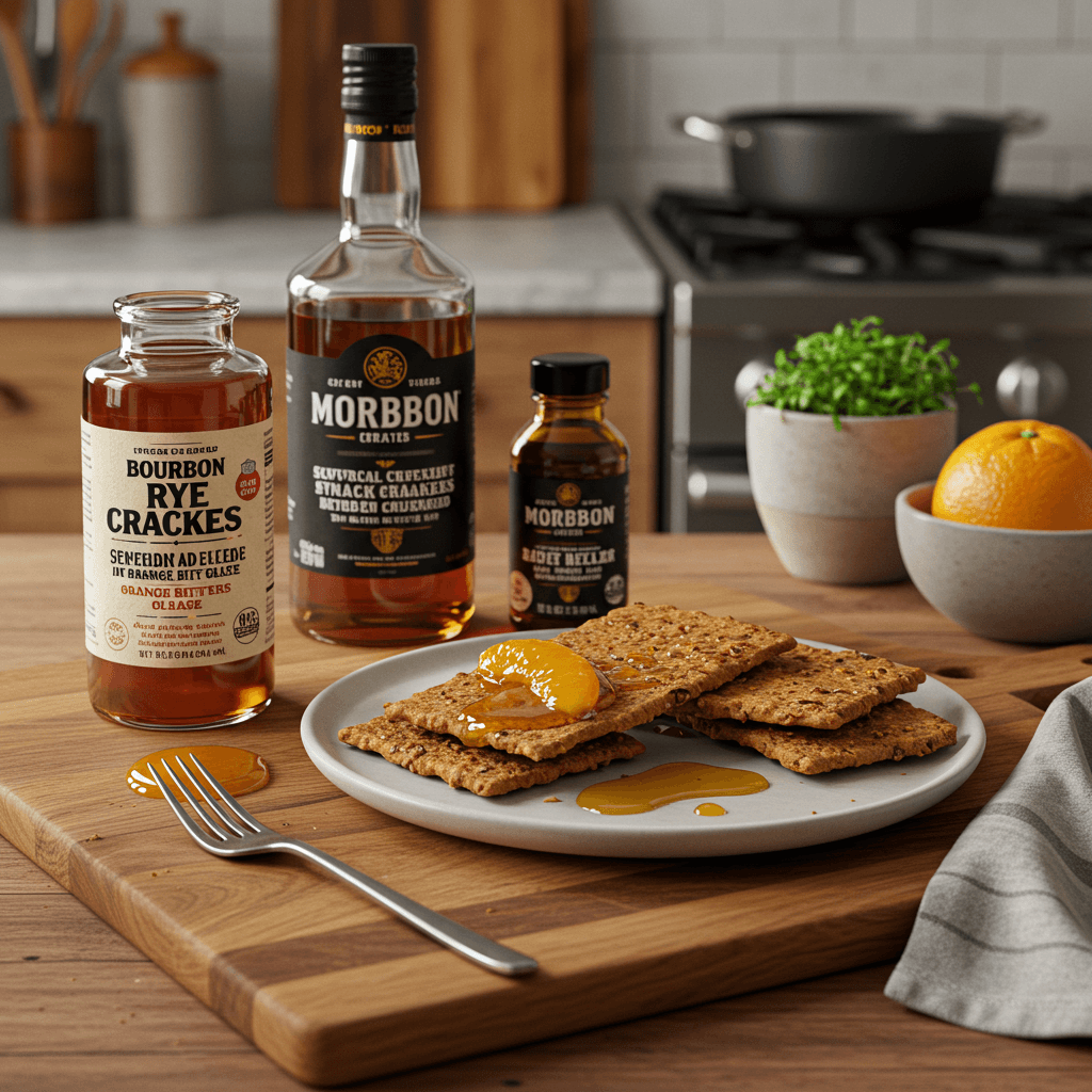 Bourbon-Infused Rye Snack Crackers with Orange Bitters Glaze