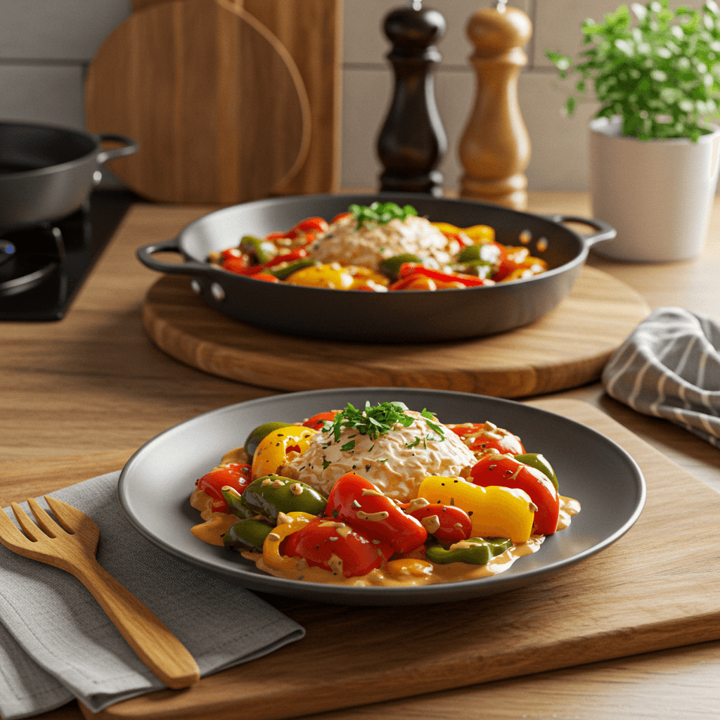Broiled Pepper Medley with Creamy Chili Sauce Dinner Delight
