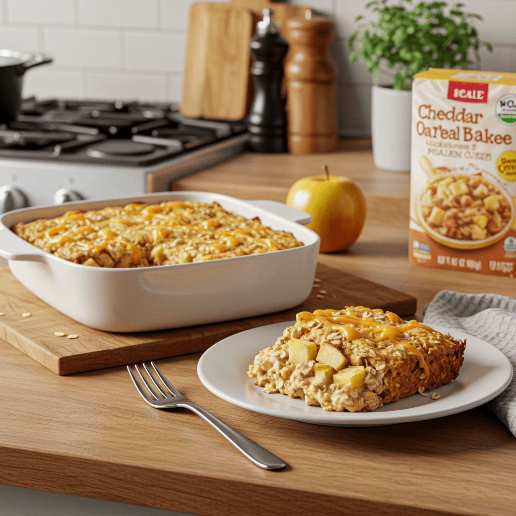 Cheddar Apple Oatmeal Bake