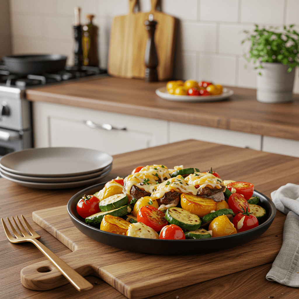 Cheese-Stuffed Roasted Vegetable Medley