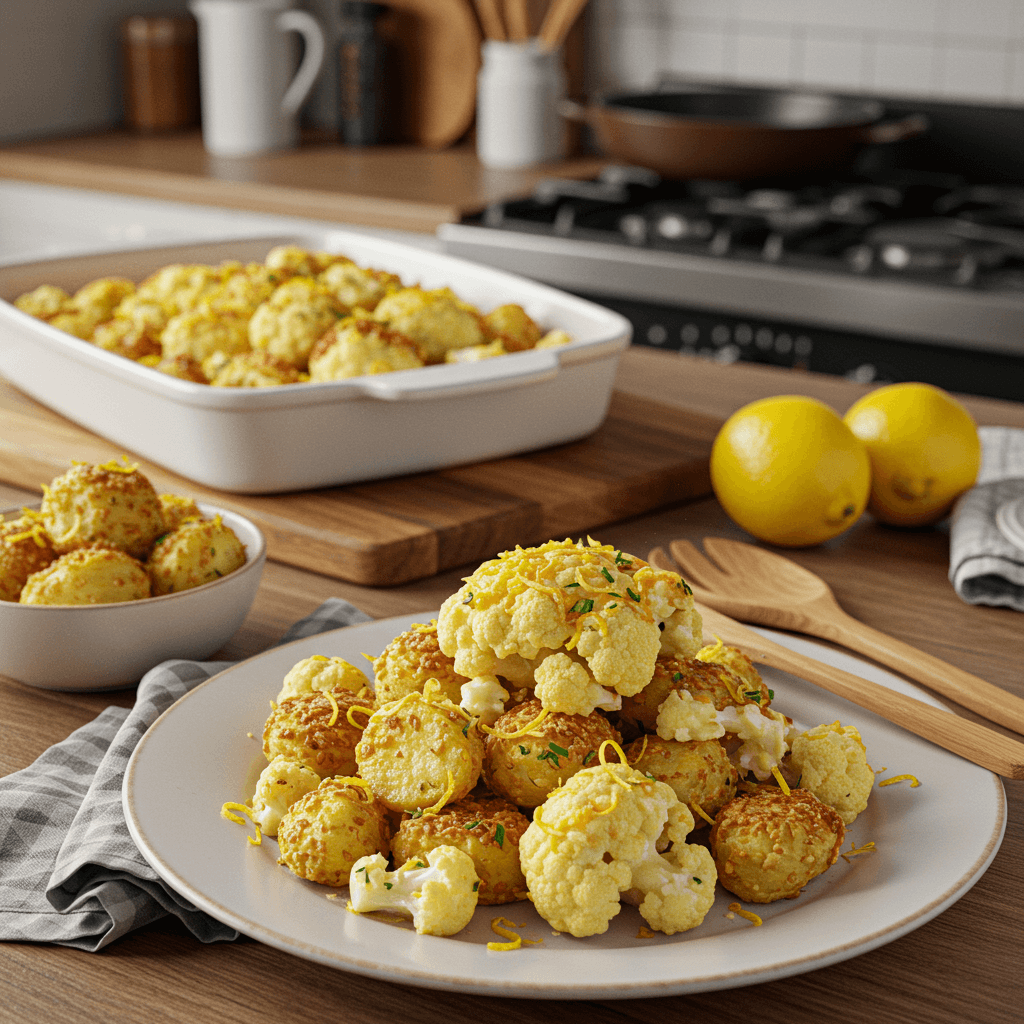 Cheesy Cauliflower and Potato Crisp with Citrus Zest