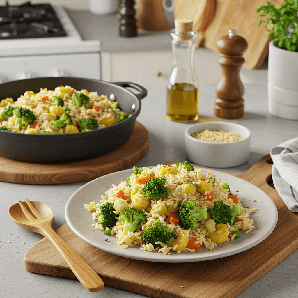 Cheesy Garlic Broccoli Rice Delight