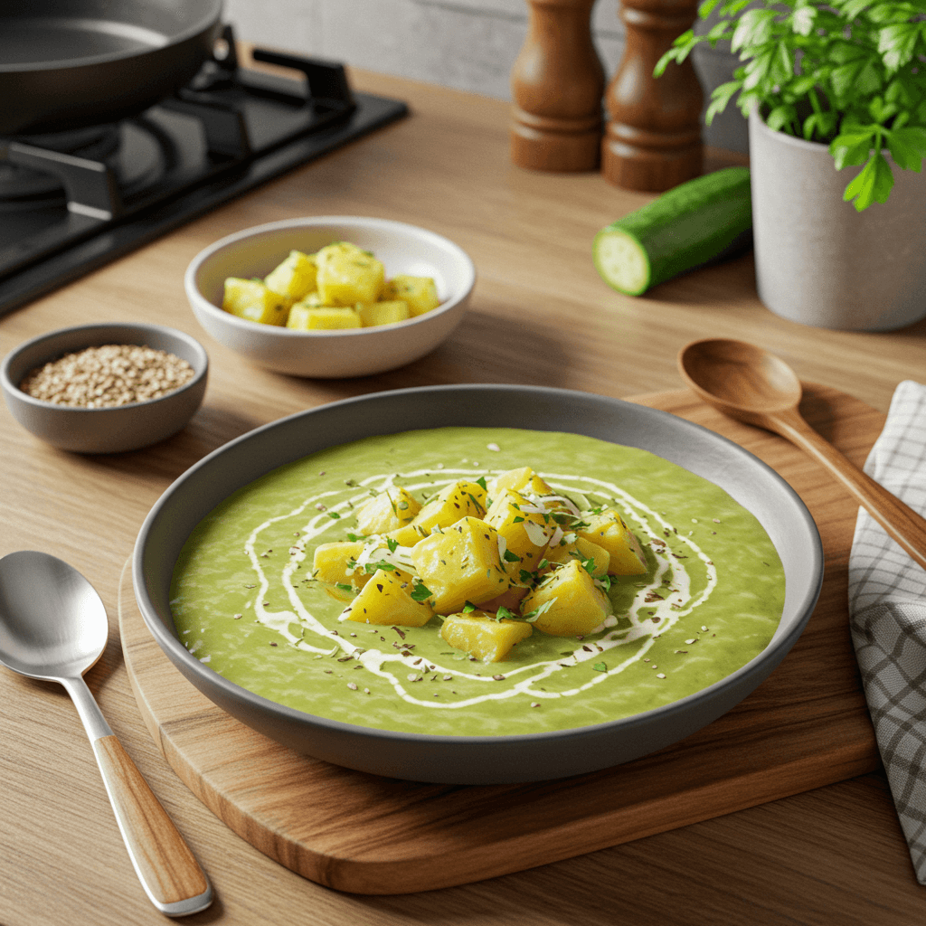 Cheesy Potato and Green Delight Soup