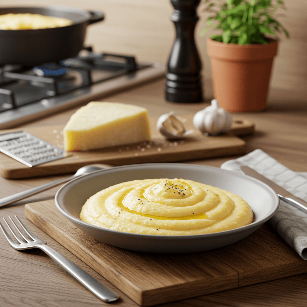 Classic Creamy Polenta with Pecorino Romano and Parmesan