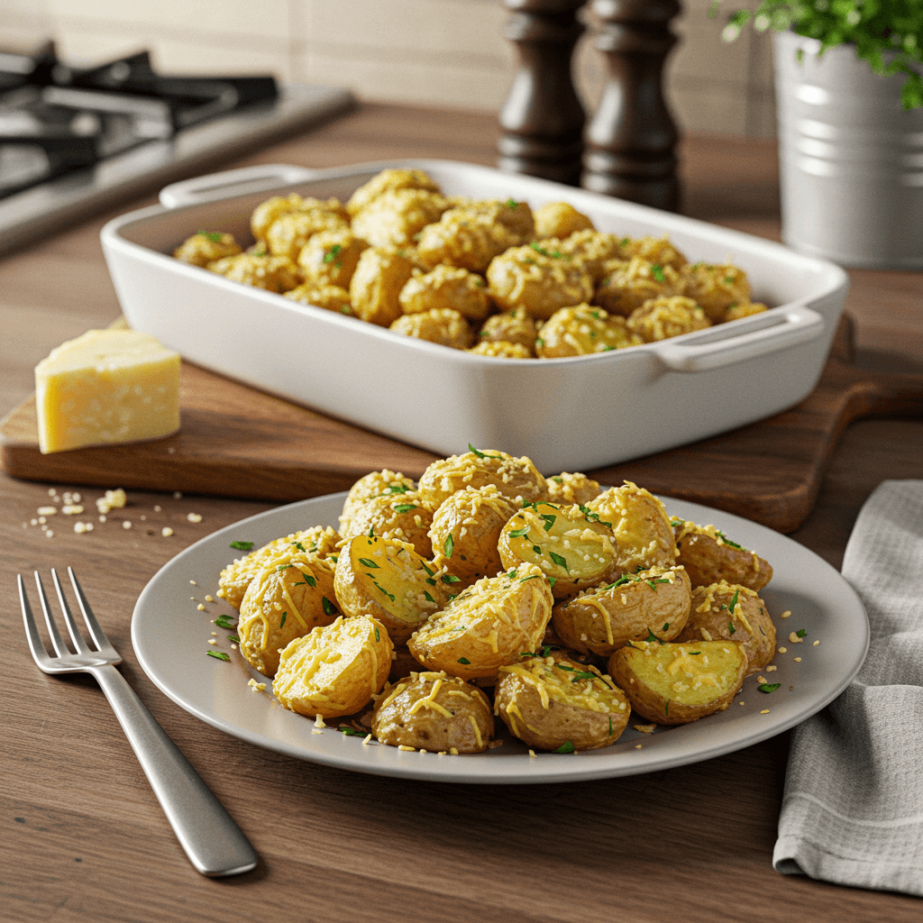 Crispy Herb-Laced Potato Medley with Cheesy Toppings