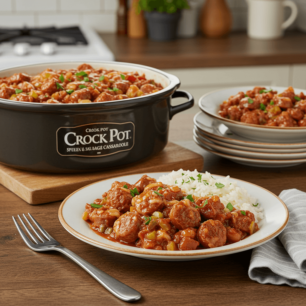 Crock Pot Italian-Spiced Beef and Sausage Casserole