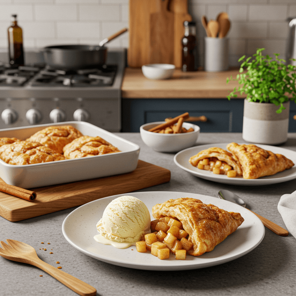 Decadent Apple Cinnamon Pastry Pockets with Vanilla Ice Cream