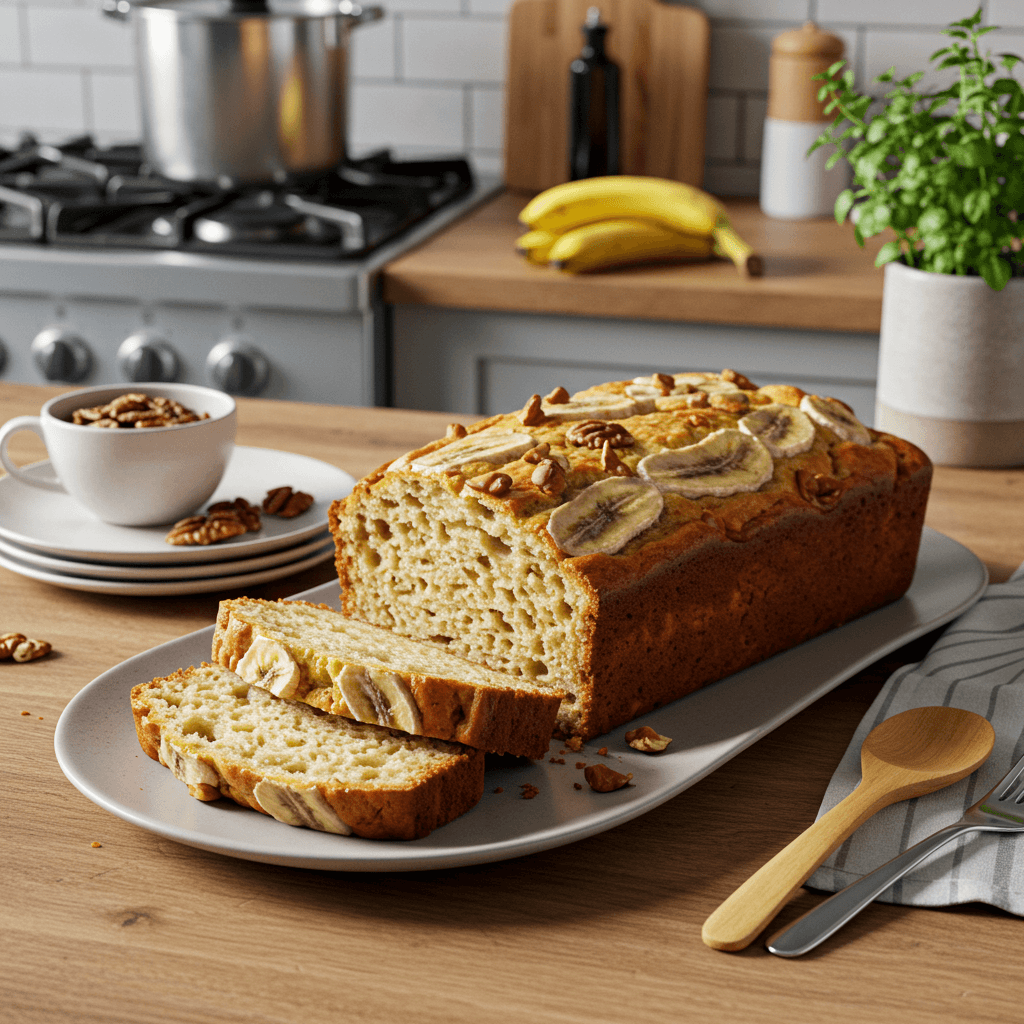 Decadent Banana Cream Cheese Bread with Toasted Nuts