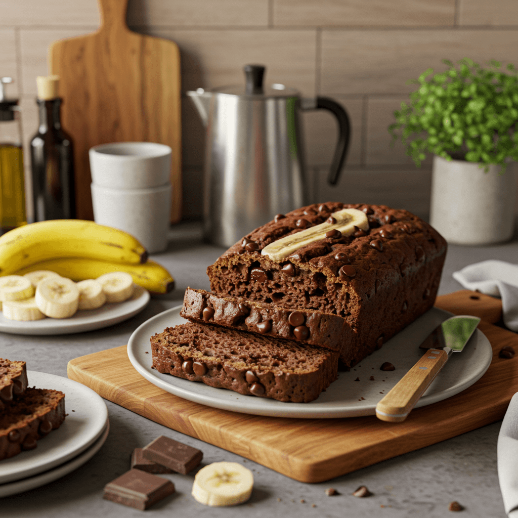 Decadent Chocolate Banana Bread with Chocolate Chips