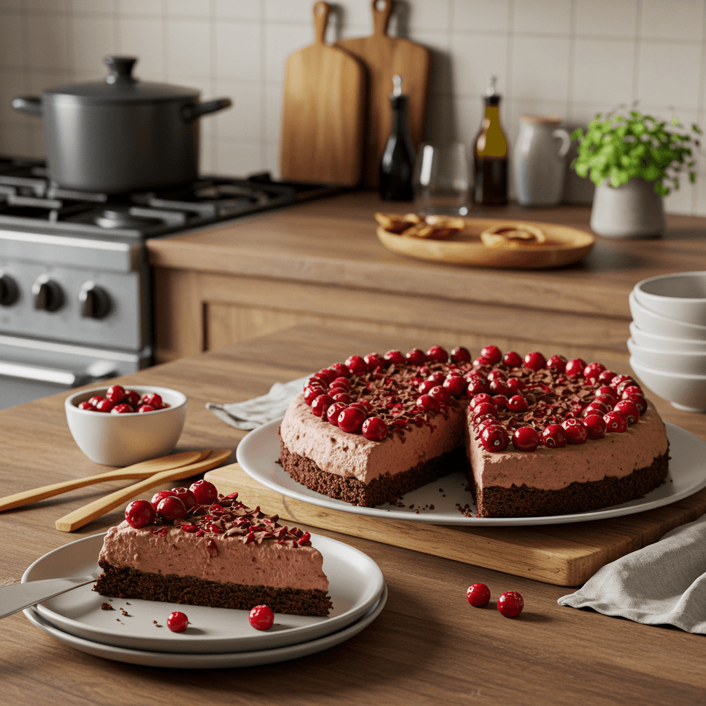 Decadent Chocolate Cranberry Mousse Cake