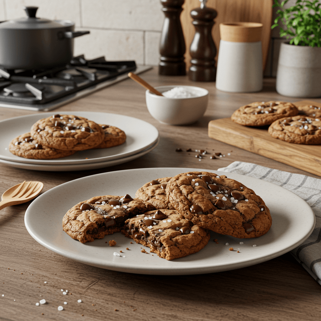 Decadent Double Chocolate Chip Cookies with a Sprinkle of Flaky Salt