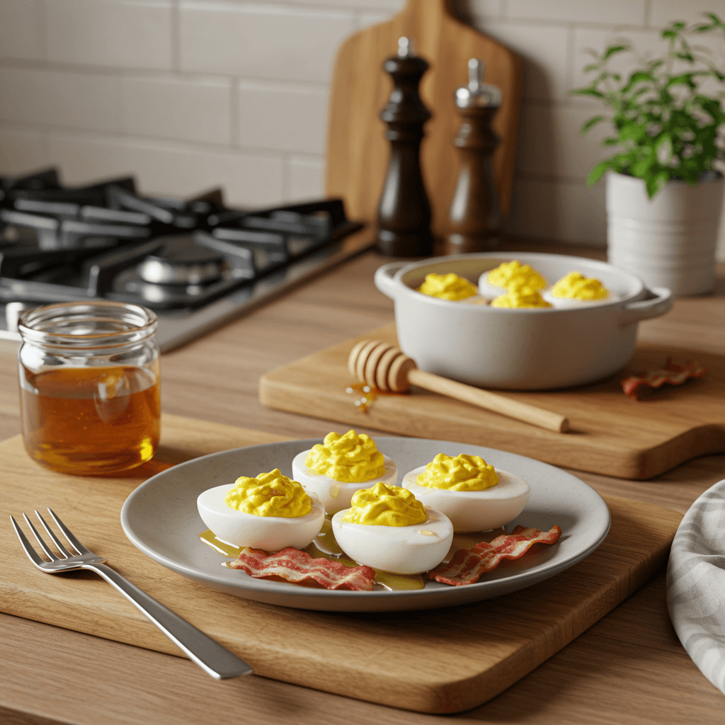 Deviled Eggs with Bacon and Honey