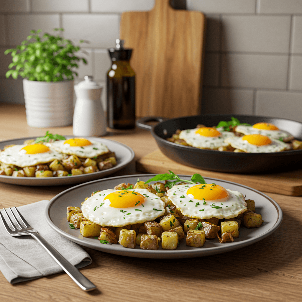 Elegant Pan-Fried Eggs with Herbed Potato Hash
