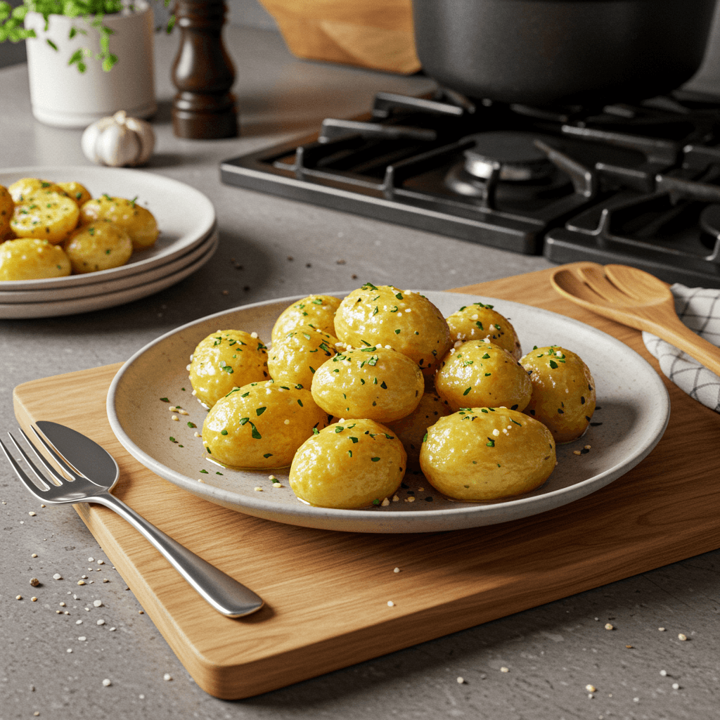 Golden Garlic Butter Potatoes on the Stove