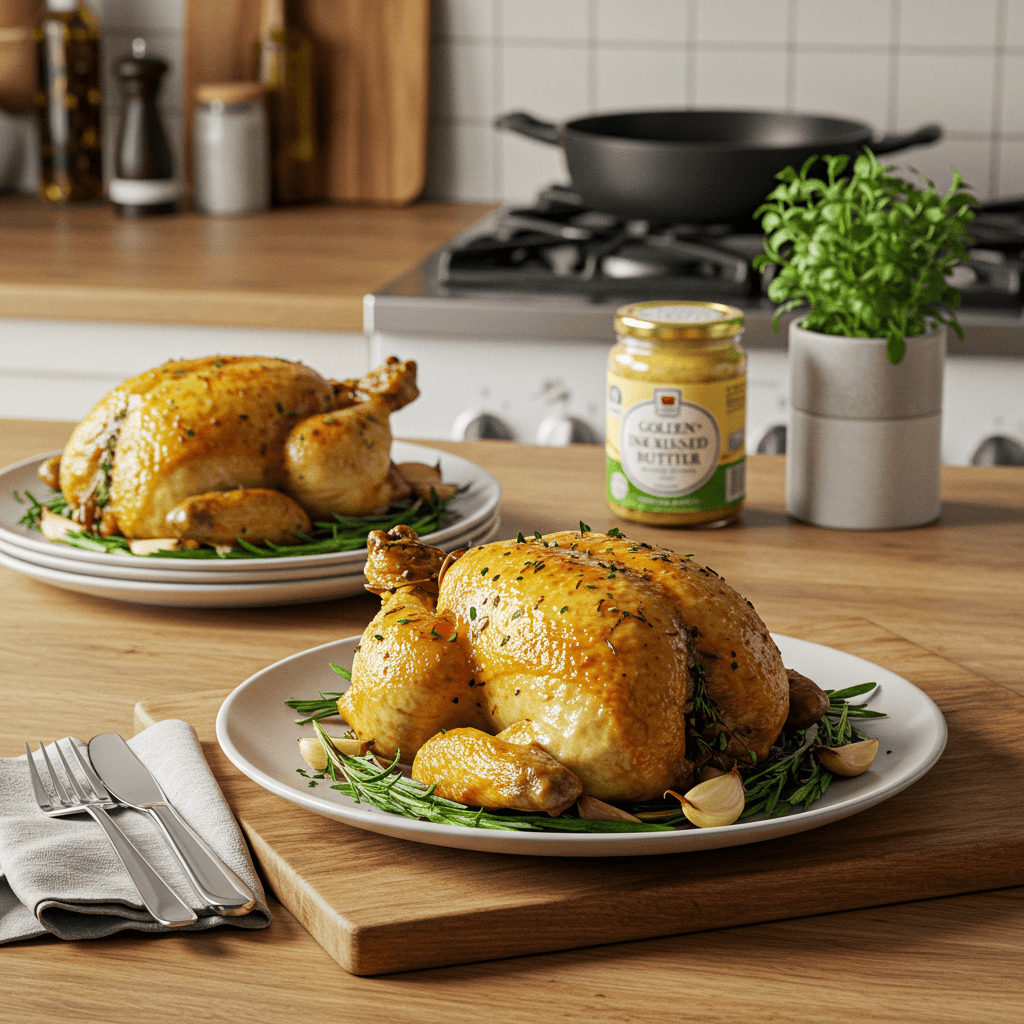 Golden Herb-Infused Butter Roasted Chicken