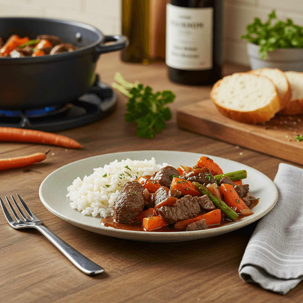 Hearty Crock Pot Beef Medley with Red Wine Reduction