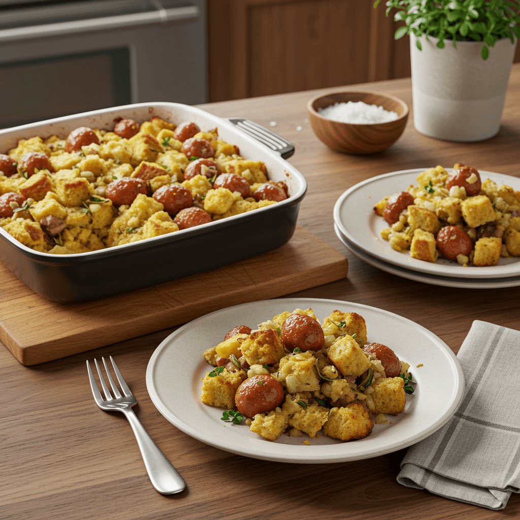 Hearty Sausage and Herb Stuffing Bake