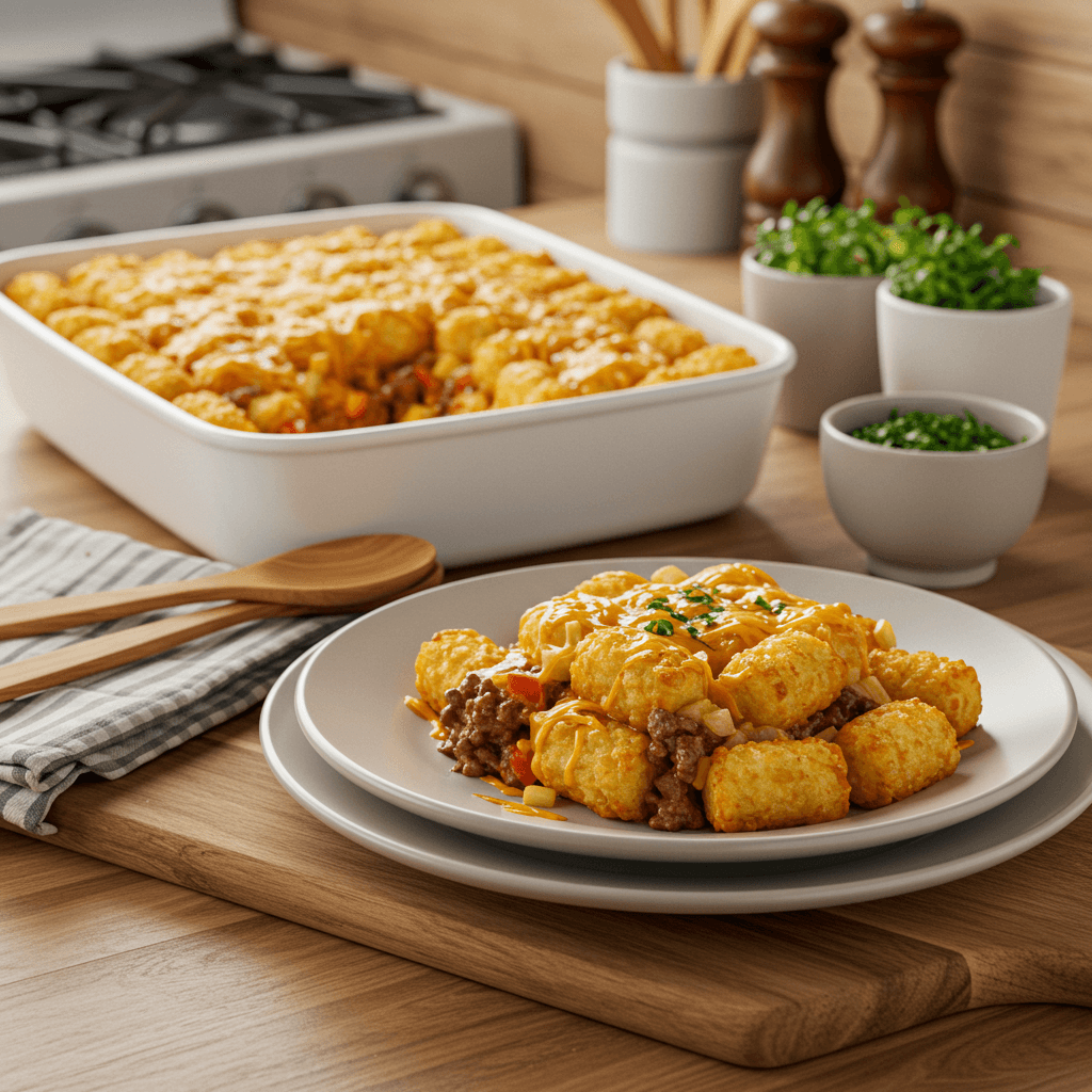 Hearty Tater Tot Casserole with Beef and Turkey