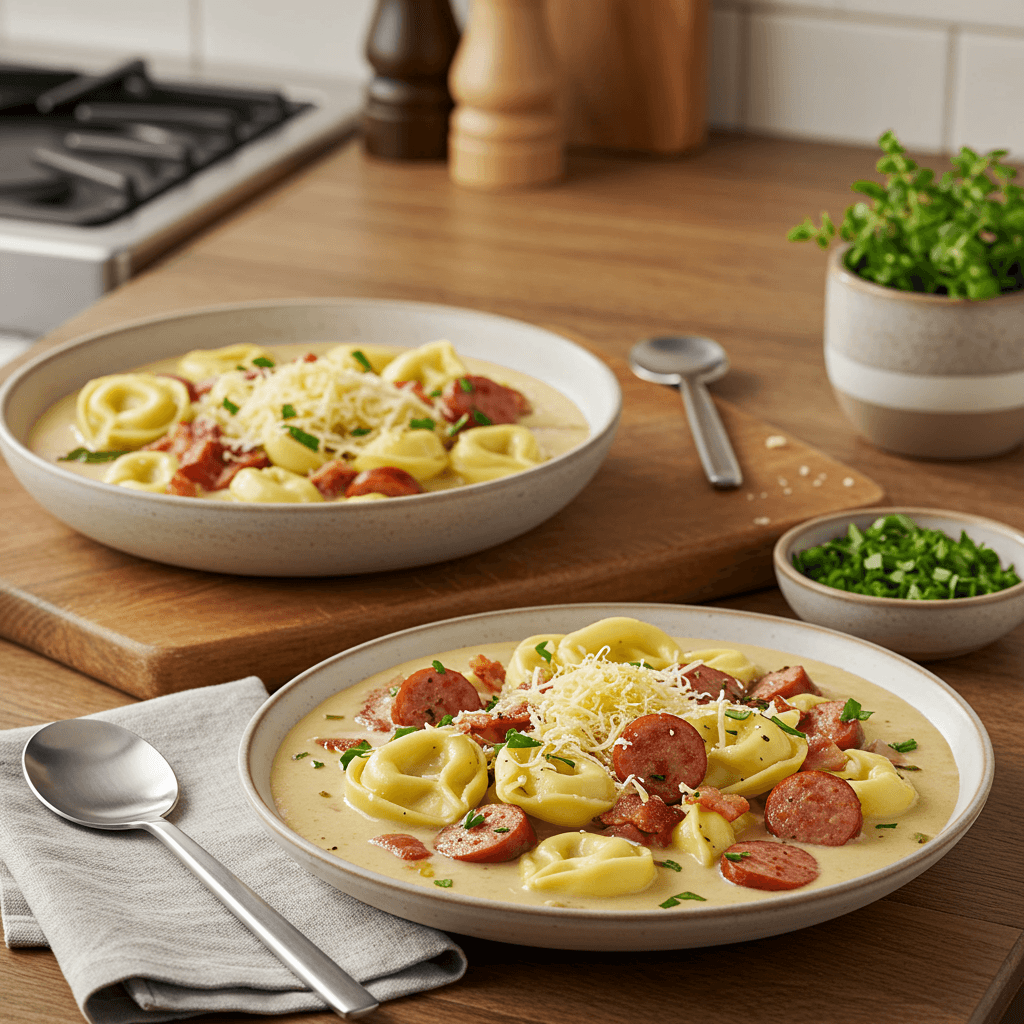 Hearty Tortellini and Bacon Sausage Chowder