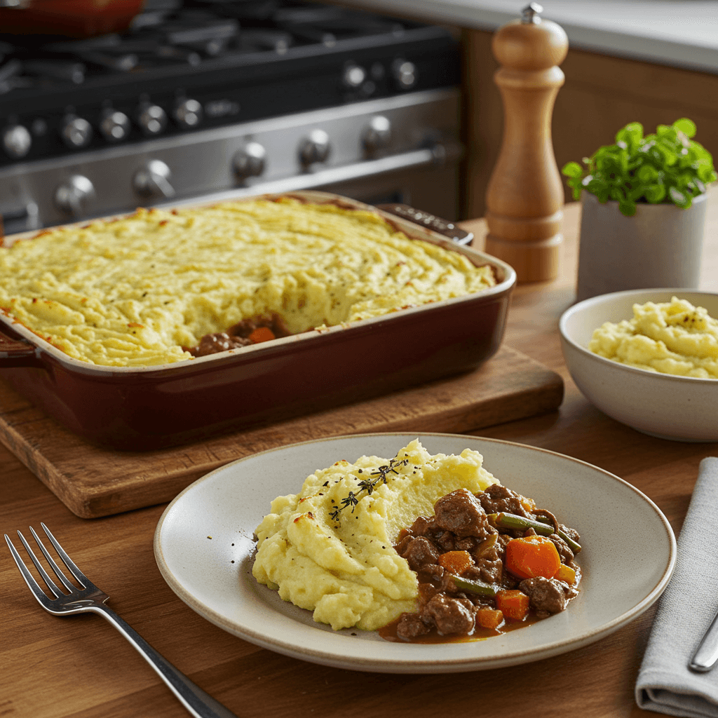 Lamb and Stout Shepherd’s Pie with Cheesy Mashed Potatoes
