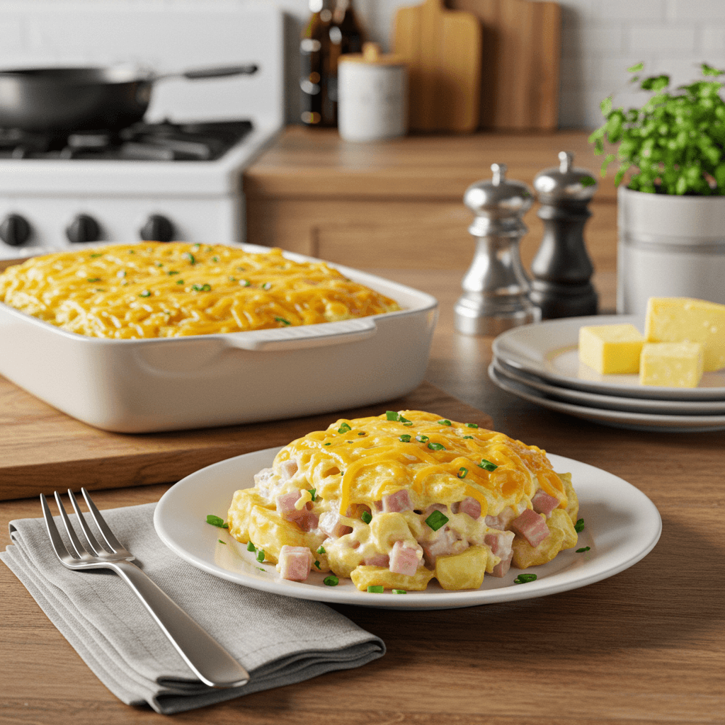 Loaded Oven-Baked Potato Ham and Cheese Delight