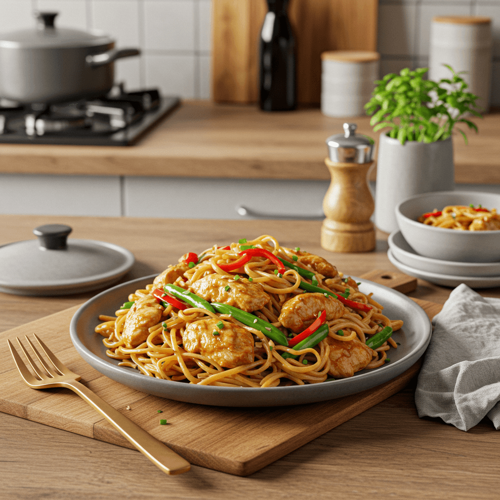 Microwave Chicken and Noodle Stir-Fry