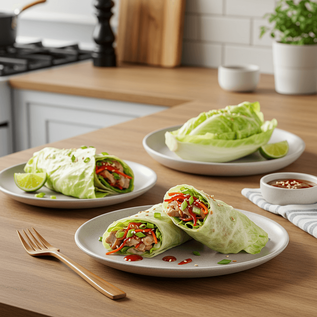 Microwave Pork & Cabbage Wraps with Spicy Hoisin Drizzle