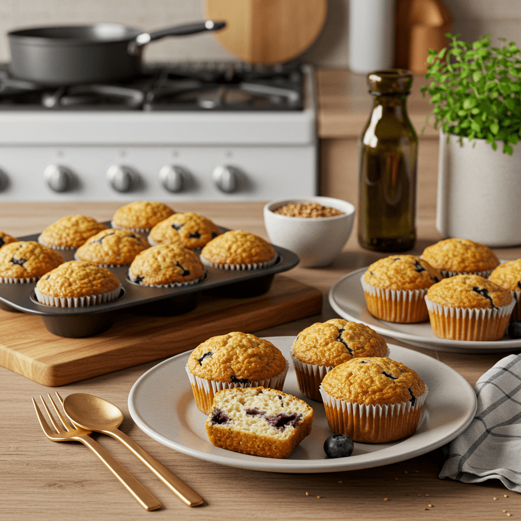 Oven-Baked Blueberry Breakfast Muffins