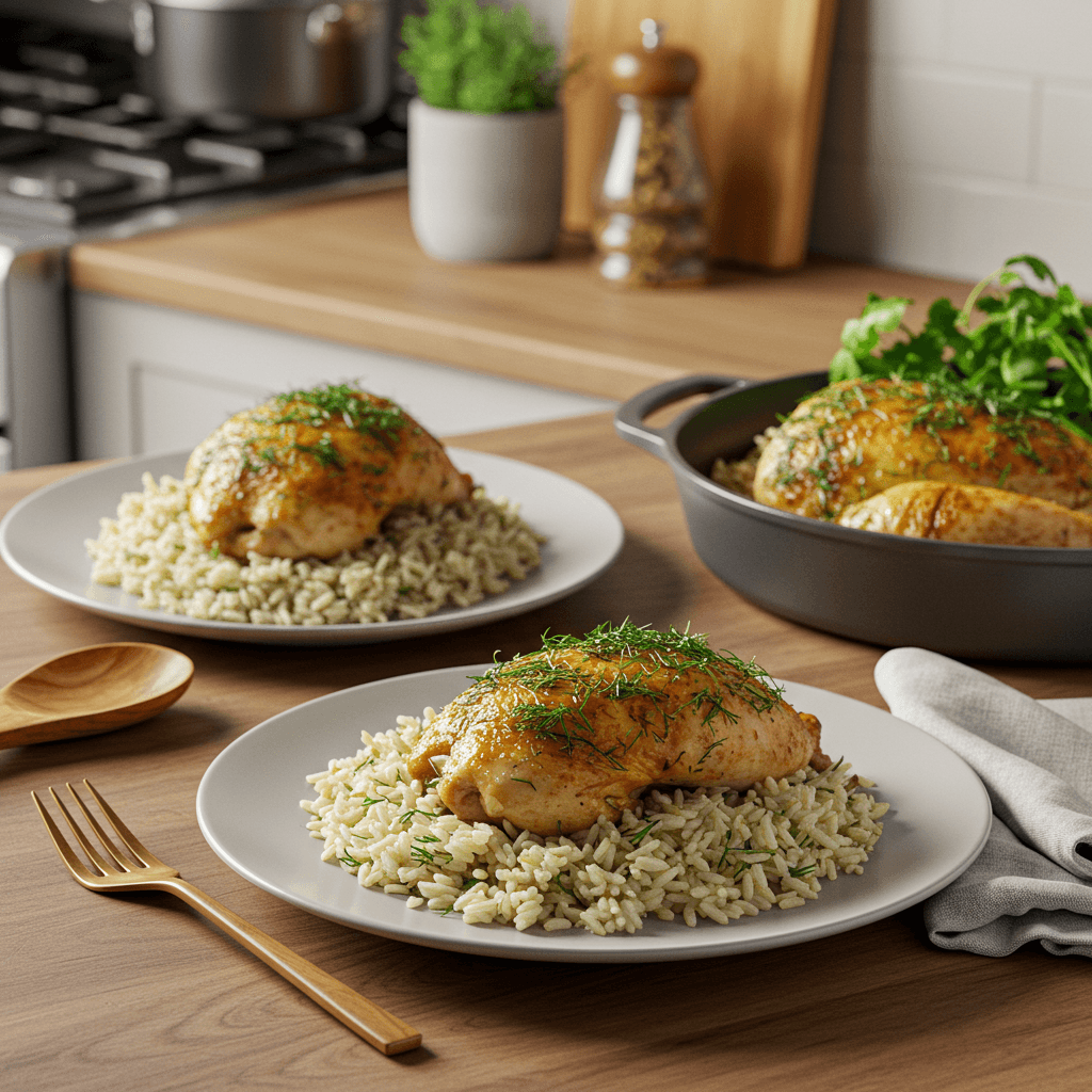 Oven-Baked Dill Brined Chicken with Basmati Rice