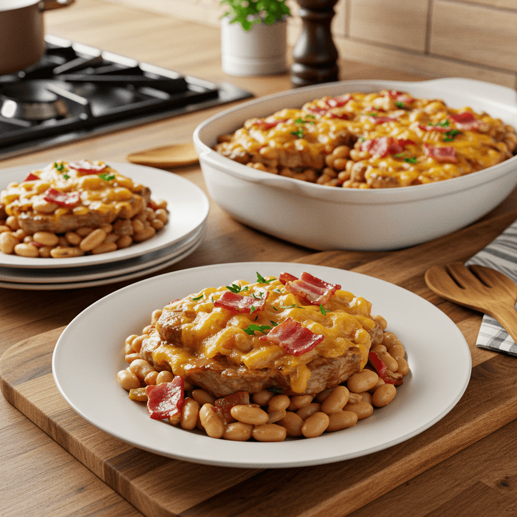 Oven-Baked Pork and Bacon Bean Casserole
