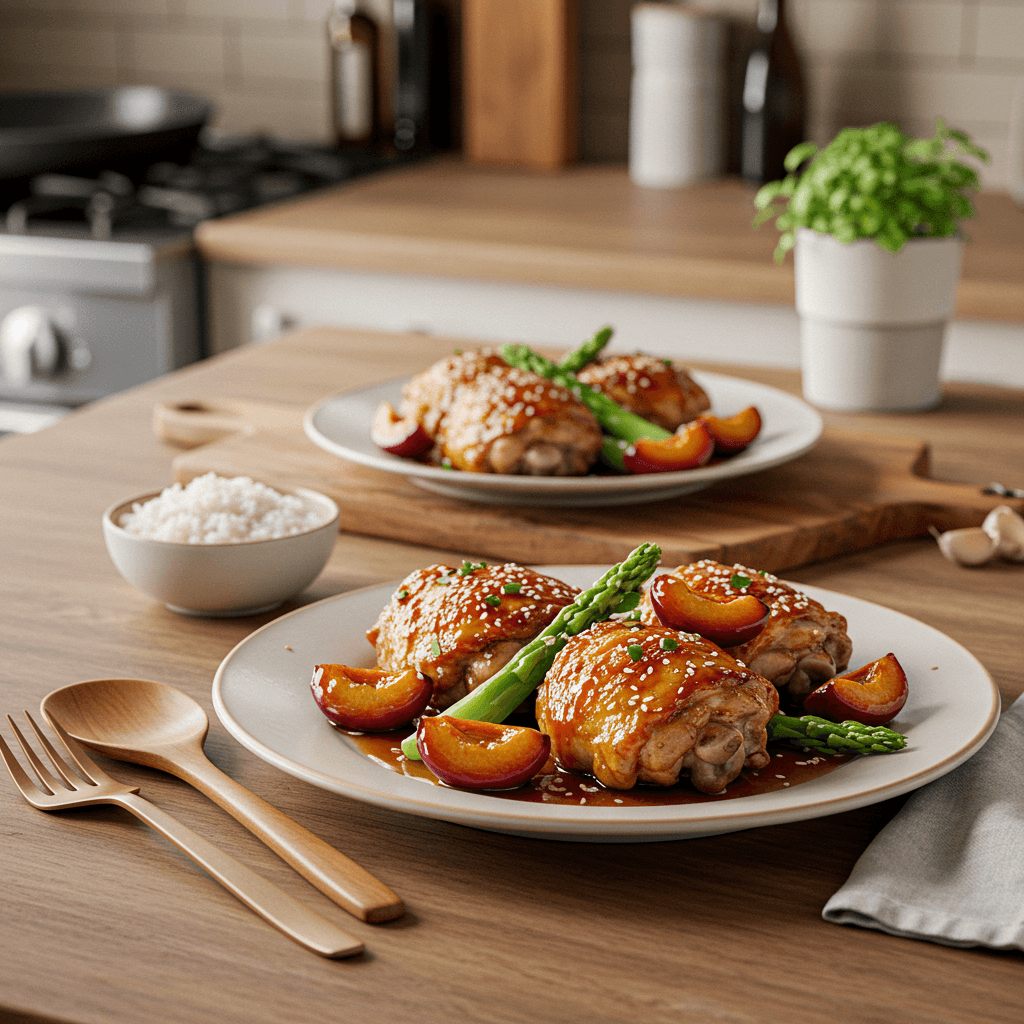 Oven-Baked Soy Garlic Plum Chicken Thighs