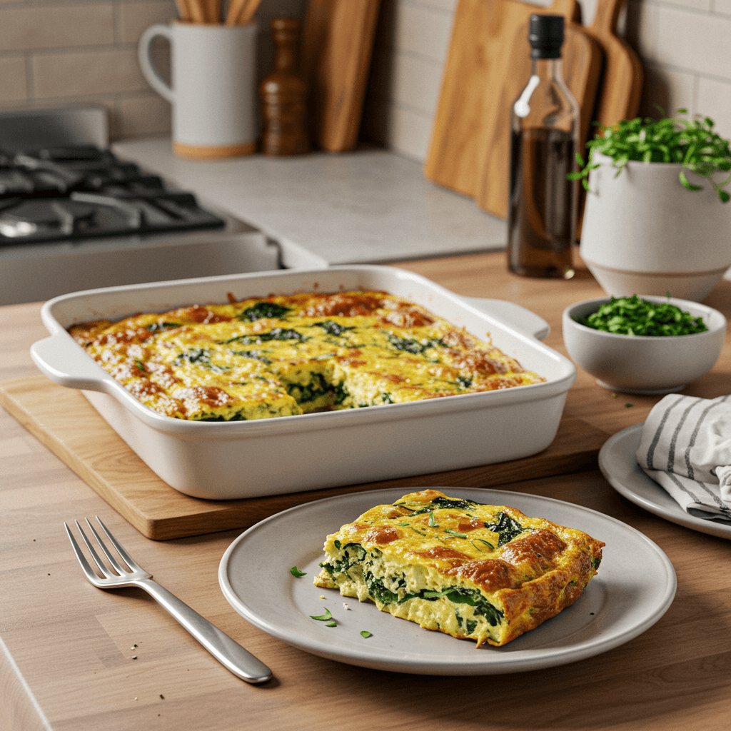 Oven-Baked Spinach and Cheese Breakfast Casserole