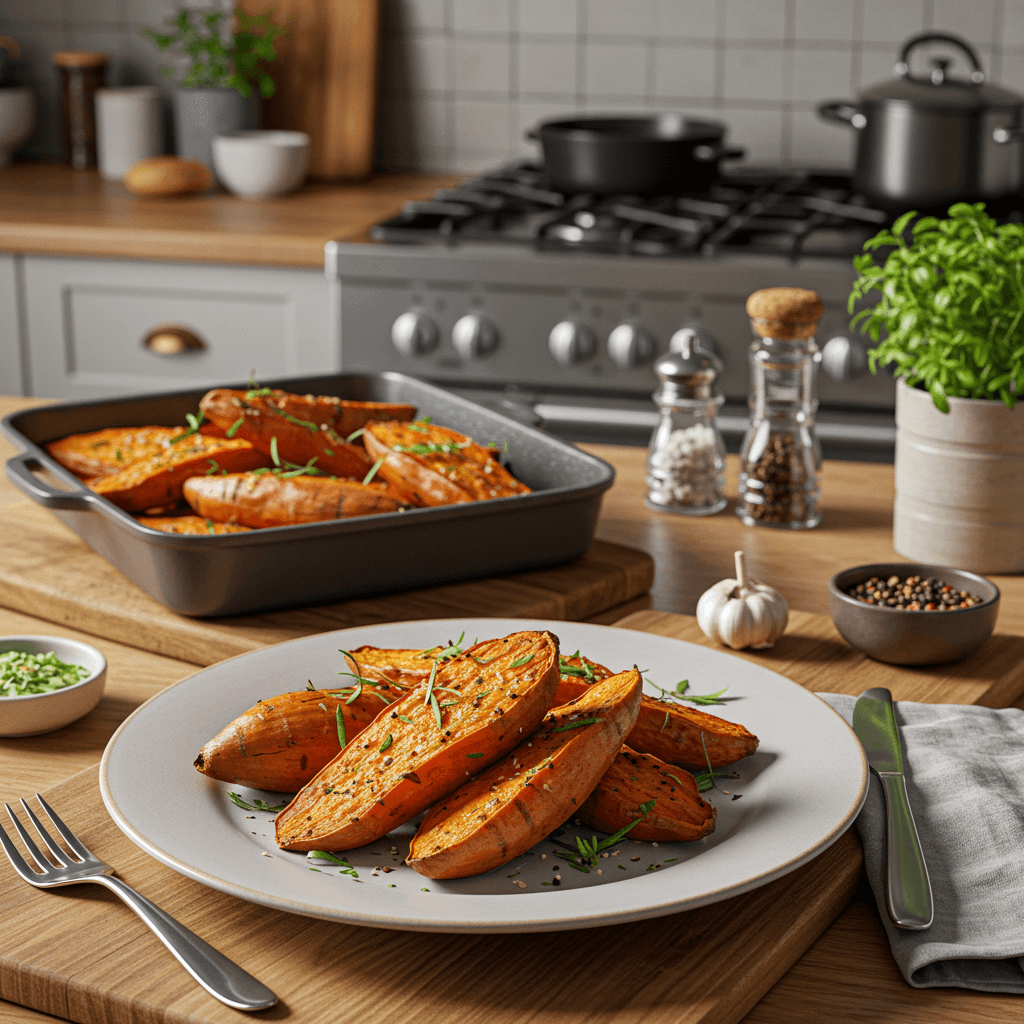 Oven-Roasted Sweet Potato Snack with Herbs and Spices