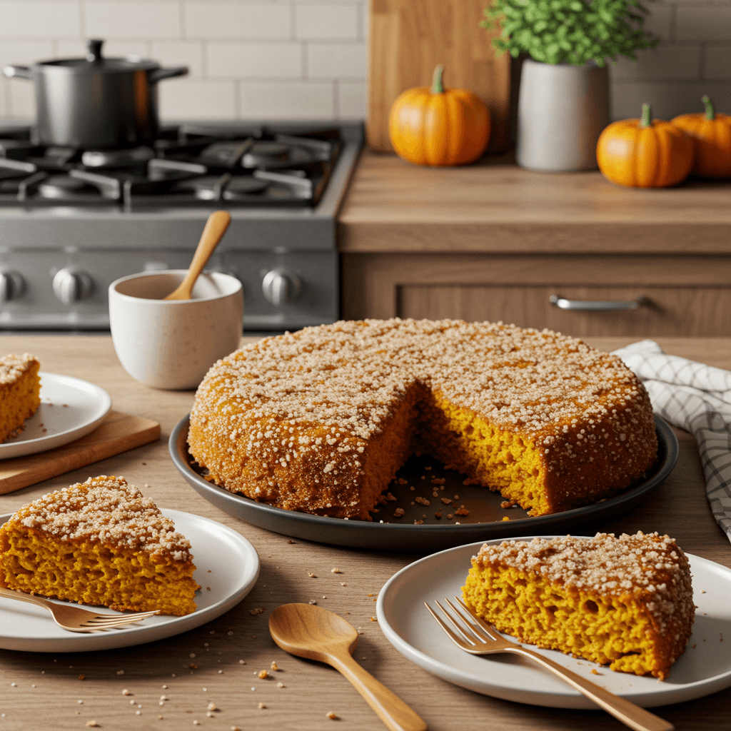 Pumpkin Spice Cake with a Crunchy Sugar Topping