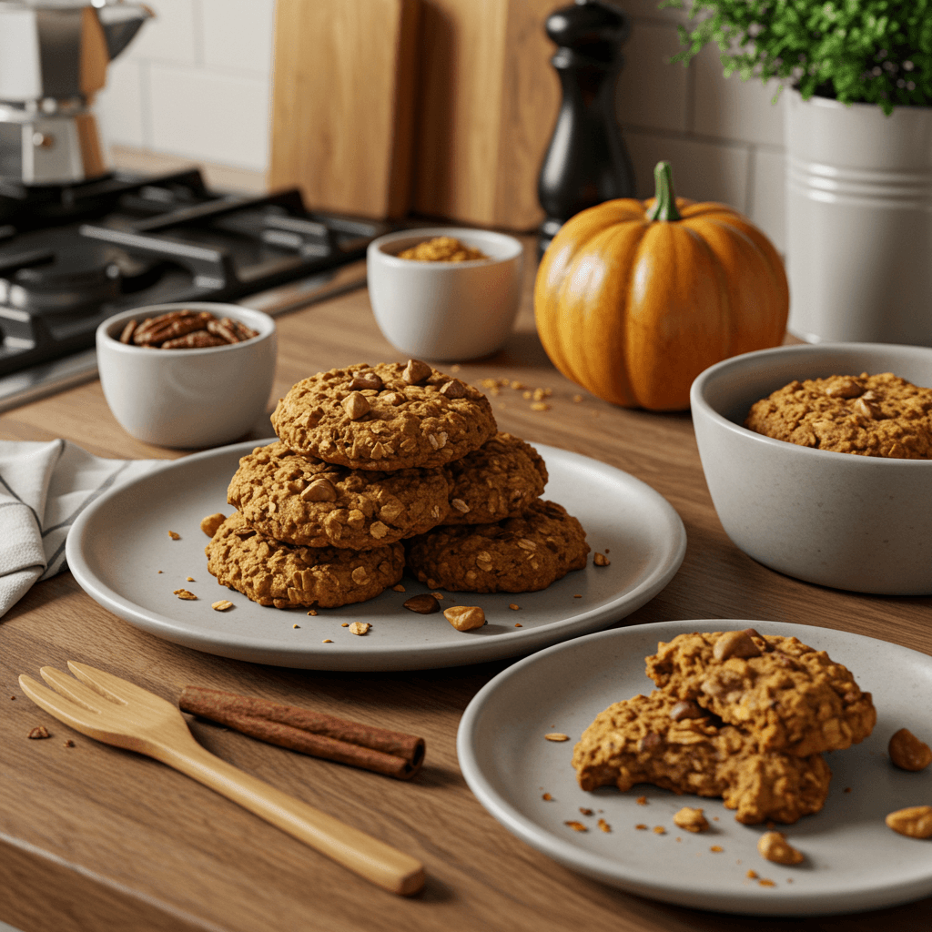 Pumpkin Spice Oatmeal Cookies with Toasted Nuts