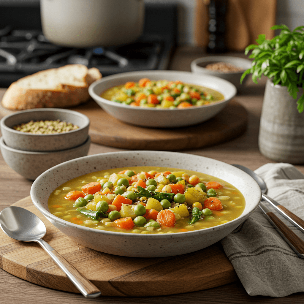 Rustic Split Pea and Veggie Medley Soup