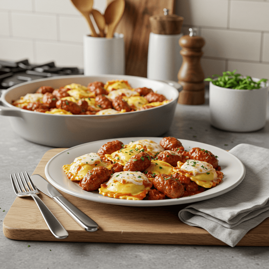 Savory Baked Italian Sausage & Ravioli Delight