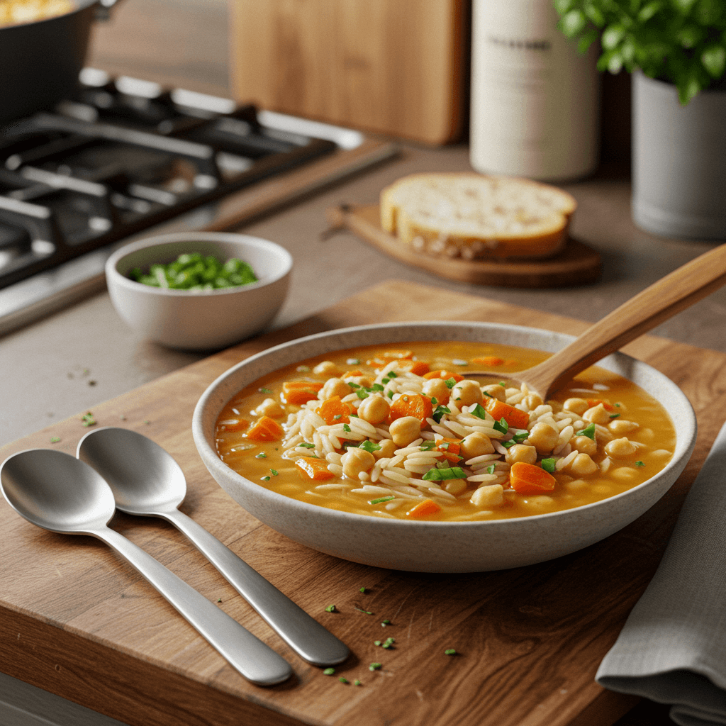 Savory Chickpea and Orzo Soup