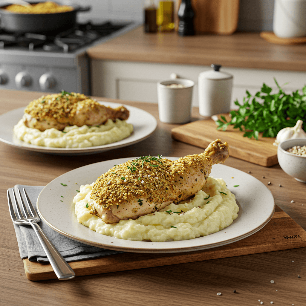 Savory Herb-Crusted Chicken with Garlic Mashed Potatoes