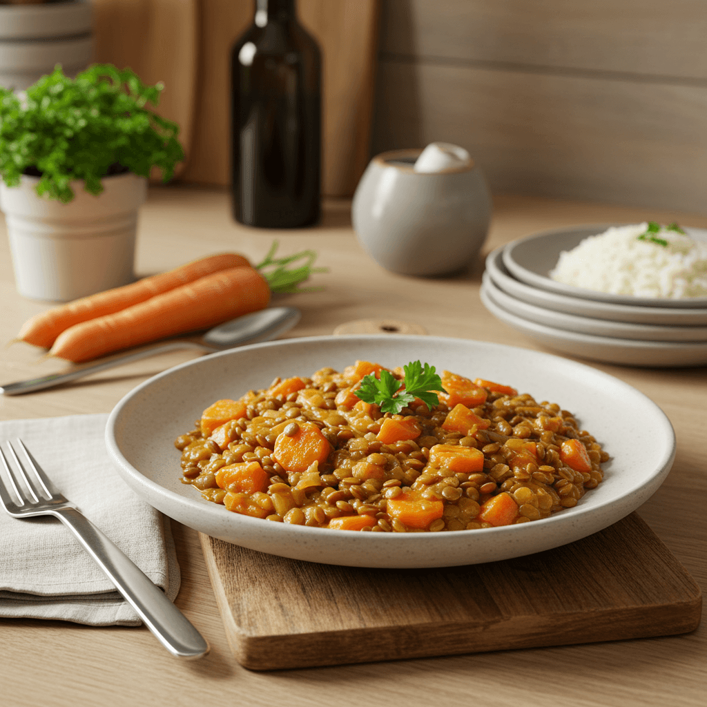 Savory Lentil and Carrot Stew with Fresh Parsley