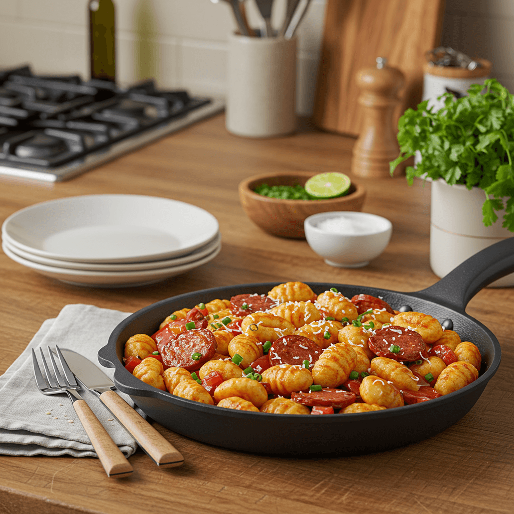 Sizzling Chorizo and Gnocchi Fiesta Skillet